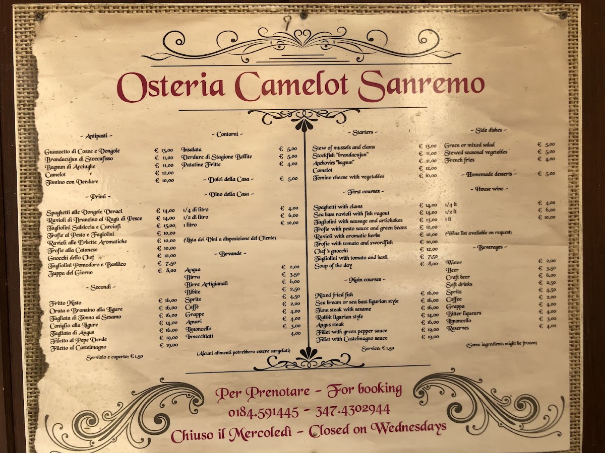Menu Osteria Camelot-3