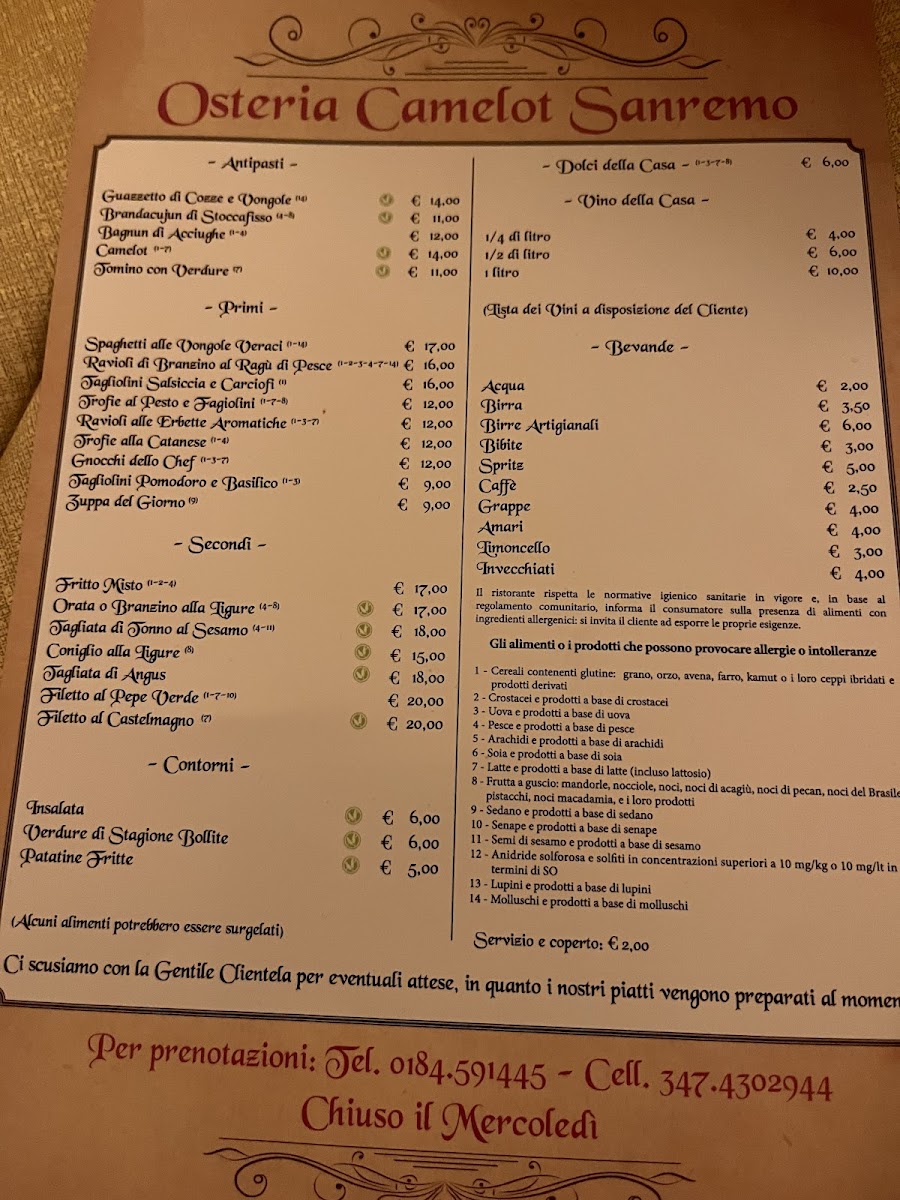 Menu Osteria Camelot-7