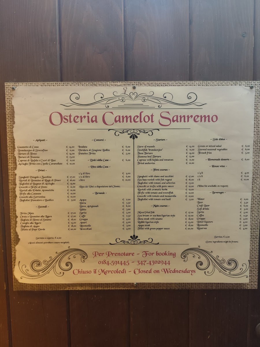 Menu Osteria Camelot-9