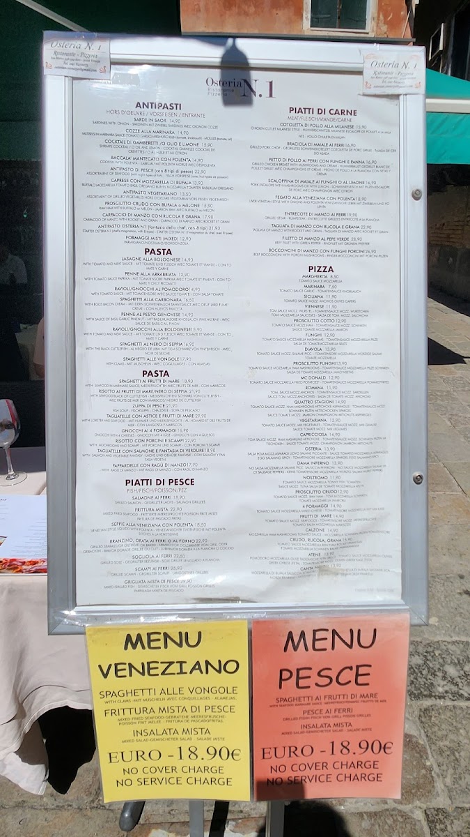 Menu Osteria N. 1-10
