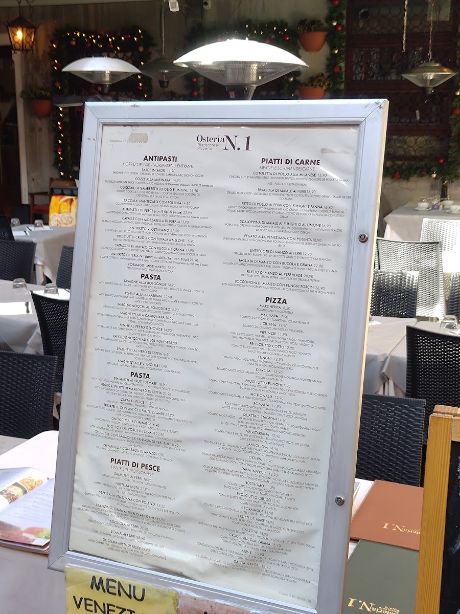 Menu Osteria N. 1-6