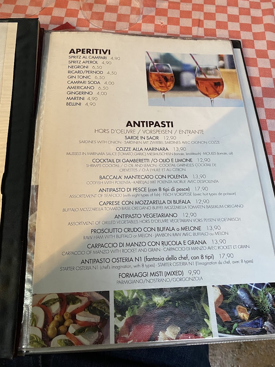 Menu Osteria N. 1-8