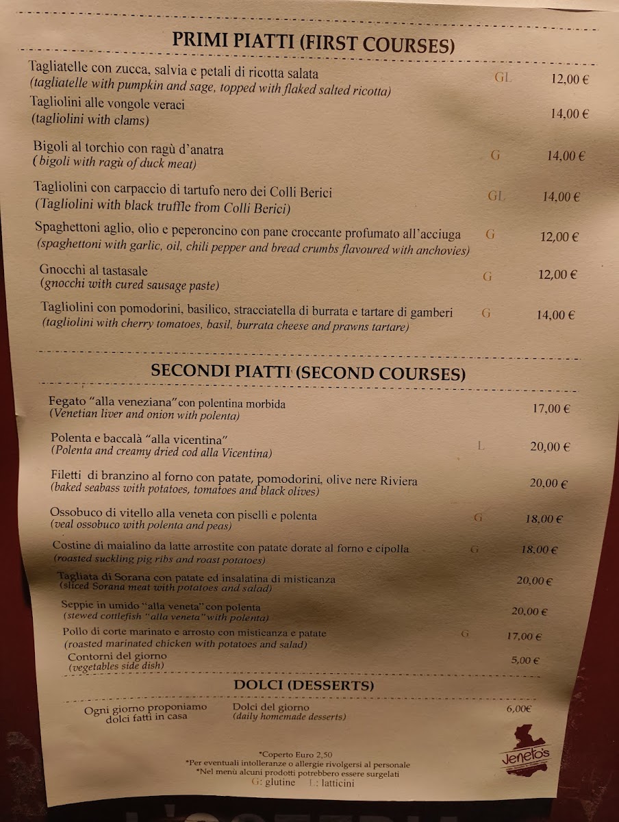 Menu Osteria Veneto's-1