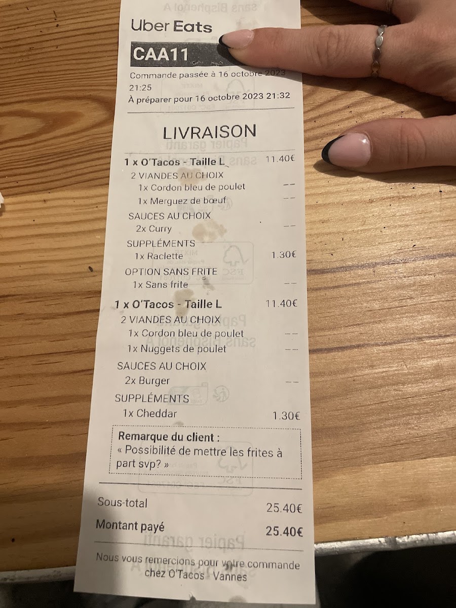 Menu O'tacos Vannes-8