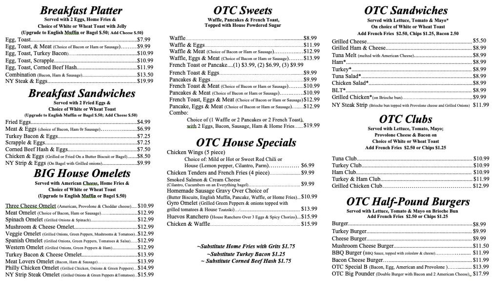 Menu Otc Bar & Grille-1