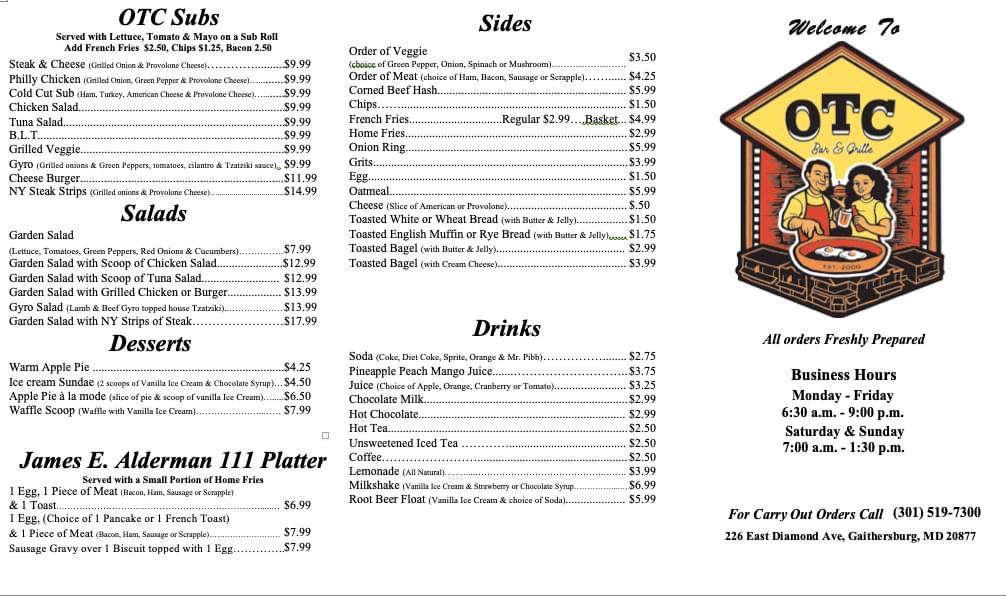 Menu Otc Bar & Grille-2