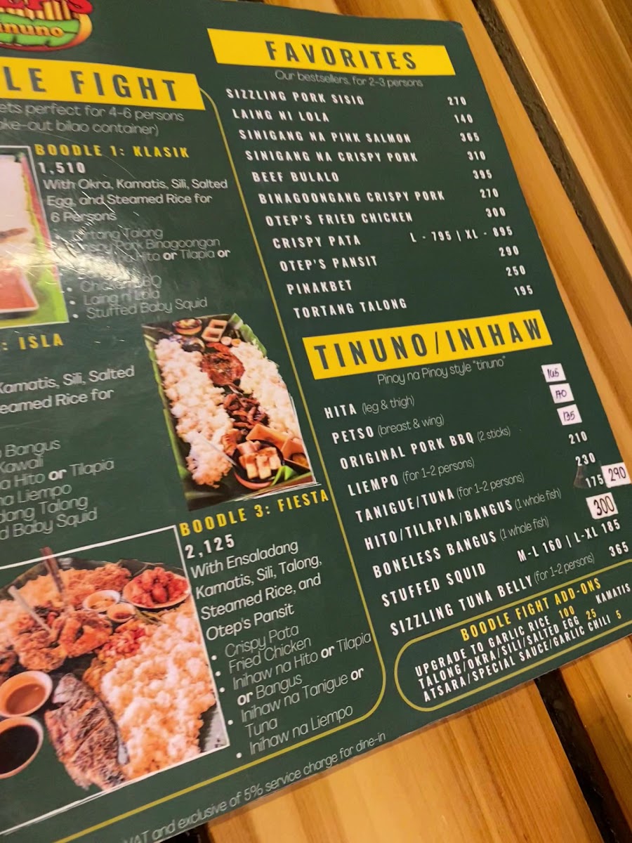 Menu Otep's Tinuno-1