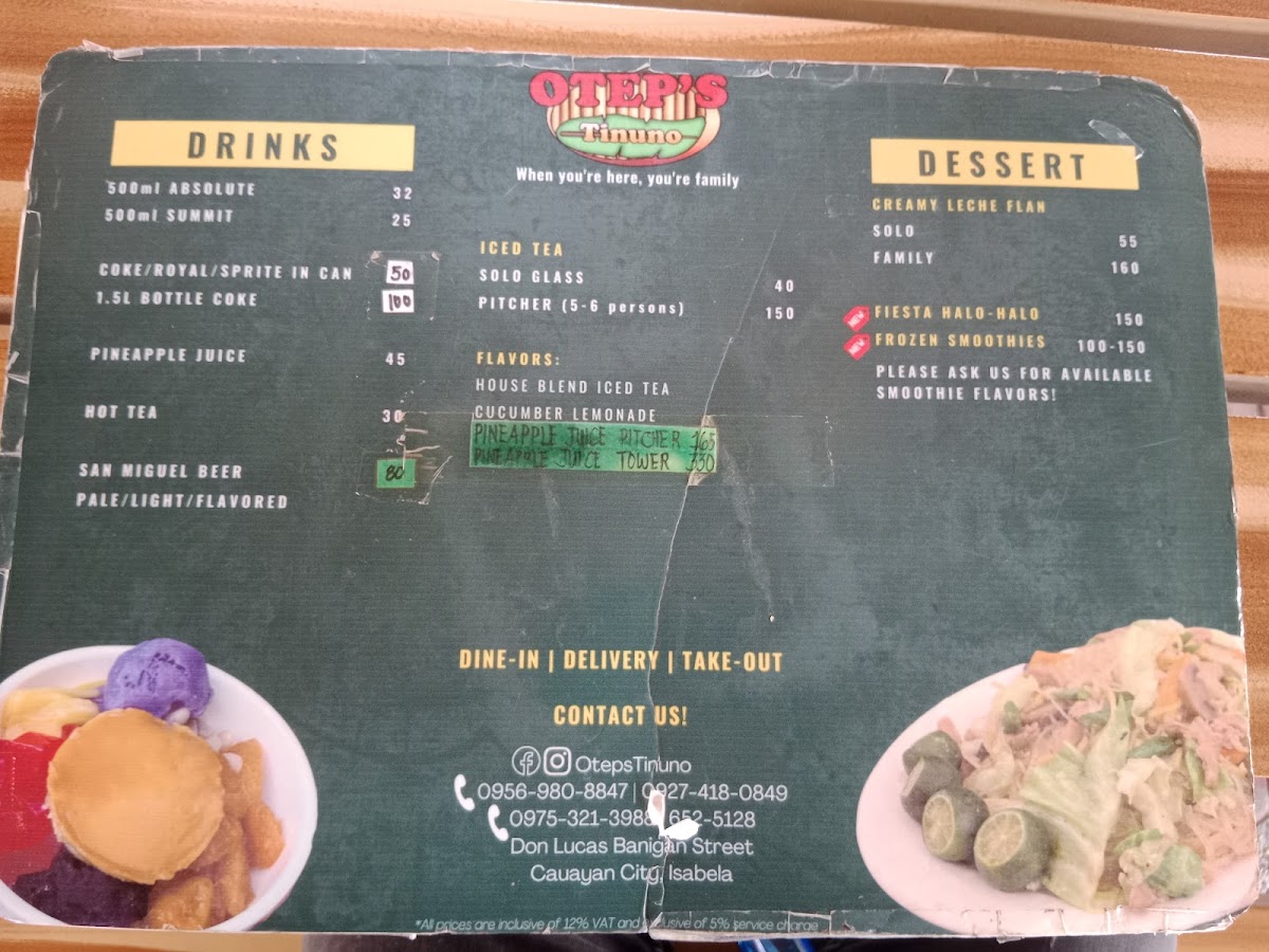 Menu Otep's Tinuno-5