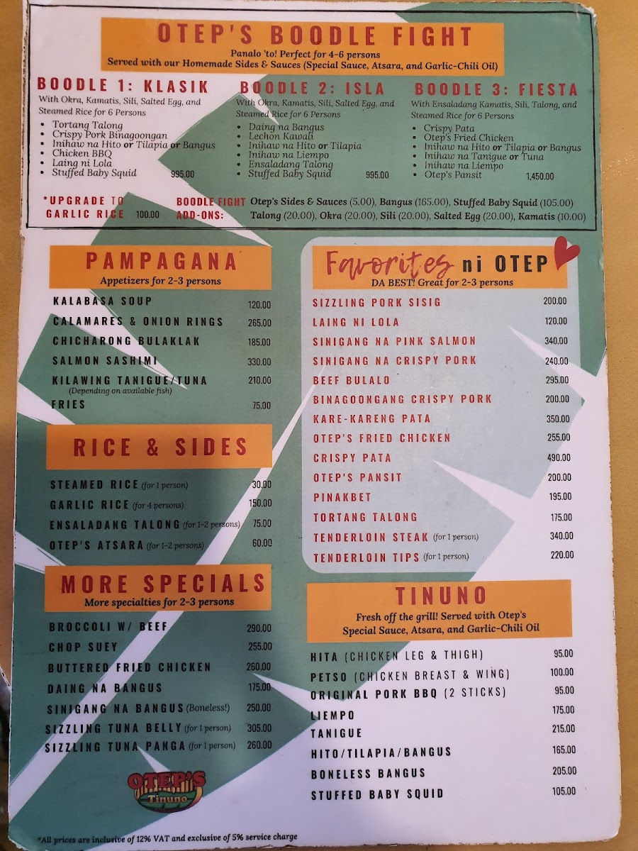 Menu Otep's Tinuno-8