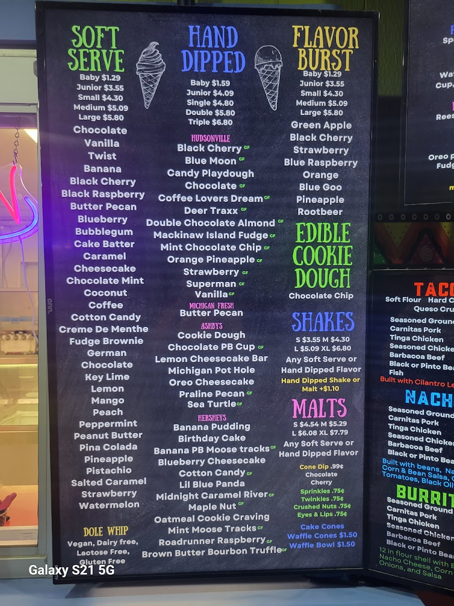 Menu Otisville Dairy Delight And Taco Hut-8