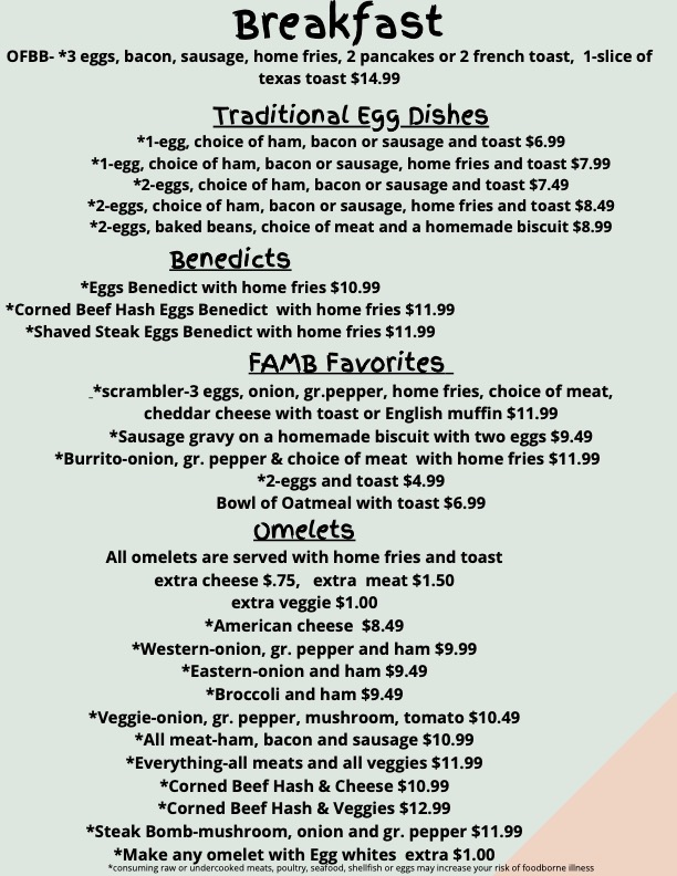 Menu Our 'famb'ily Restaurant-1