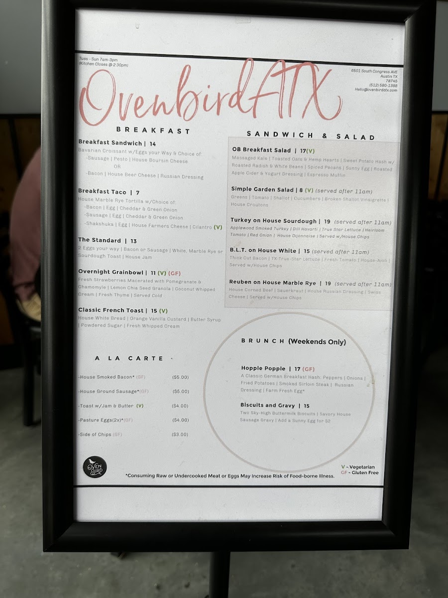 Menu Ovenbird | Austin-10