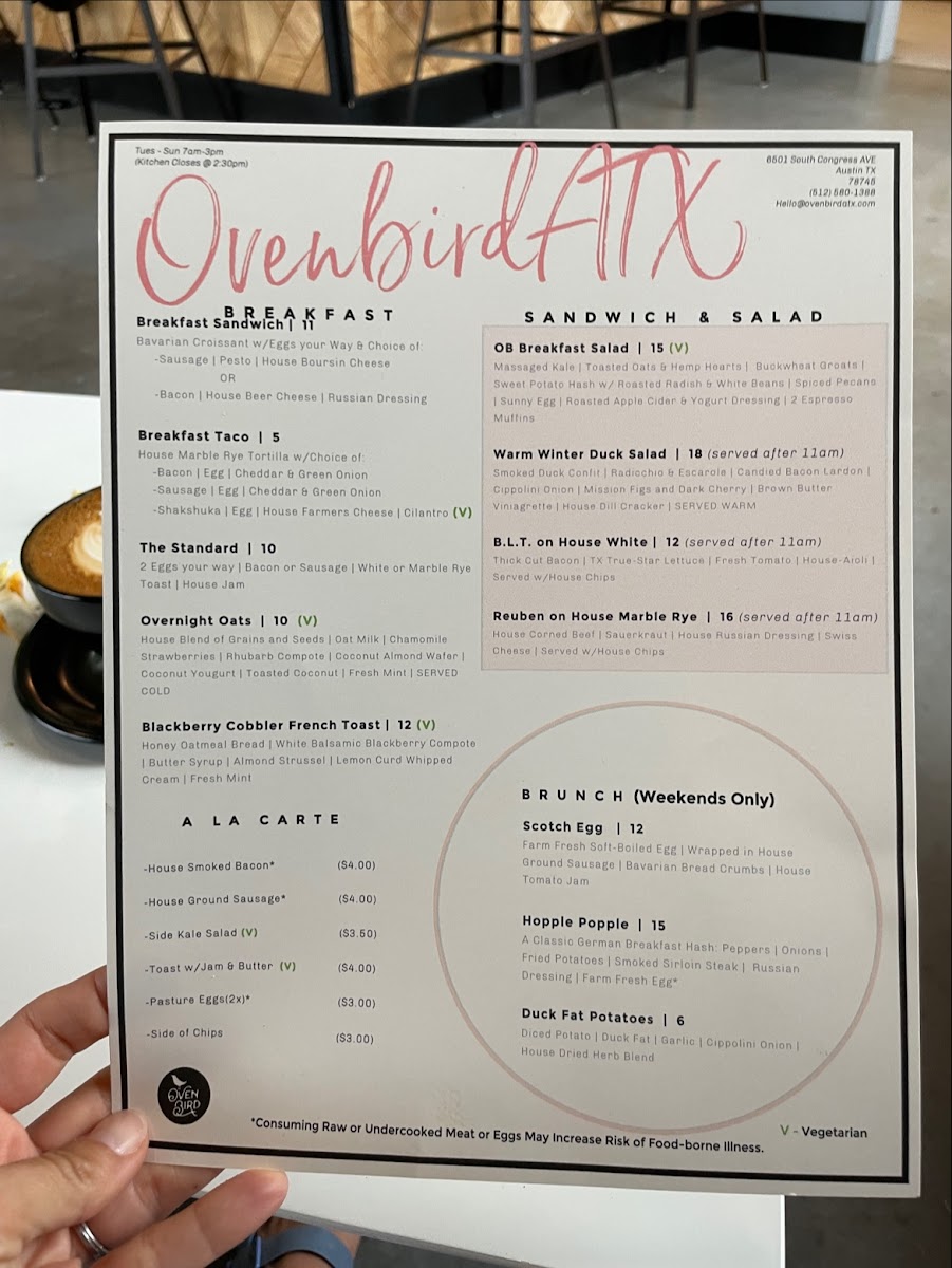 Menu Ovenbird | Austin-6