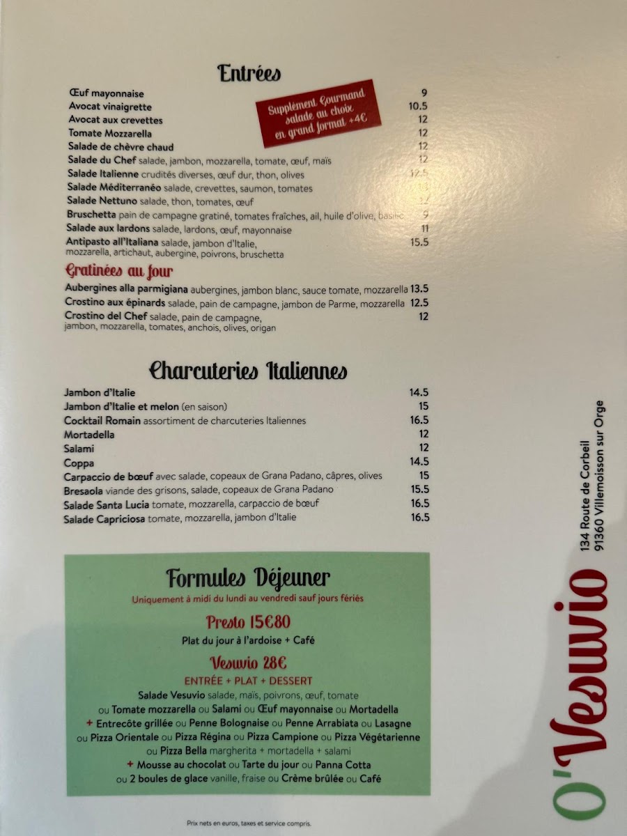 Menu O'vesuvio | Restaurant Italien & Pizzas Au Feu De Bois-2