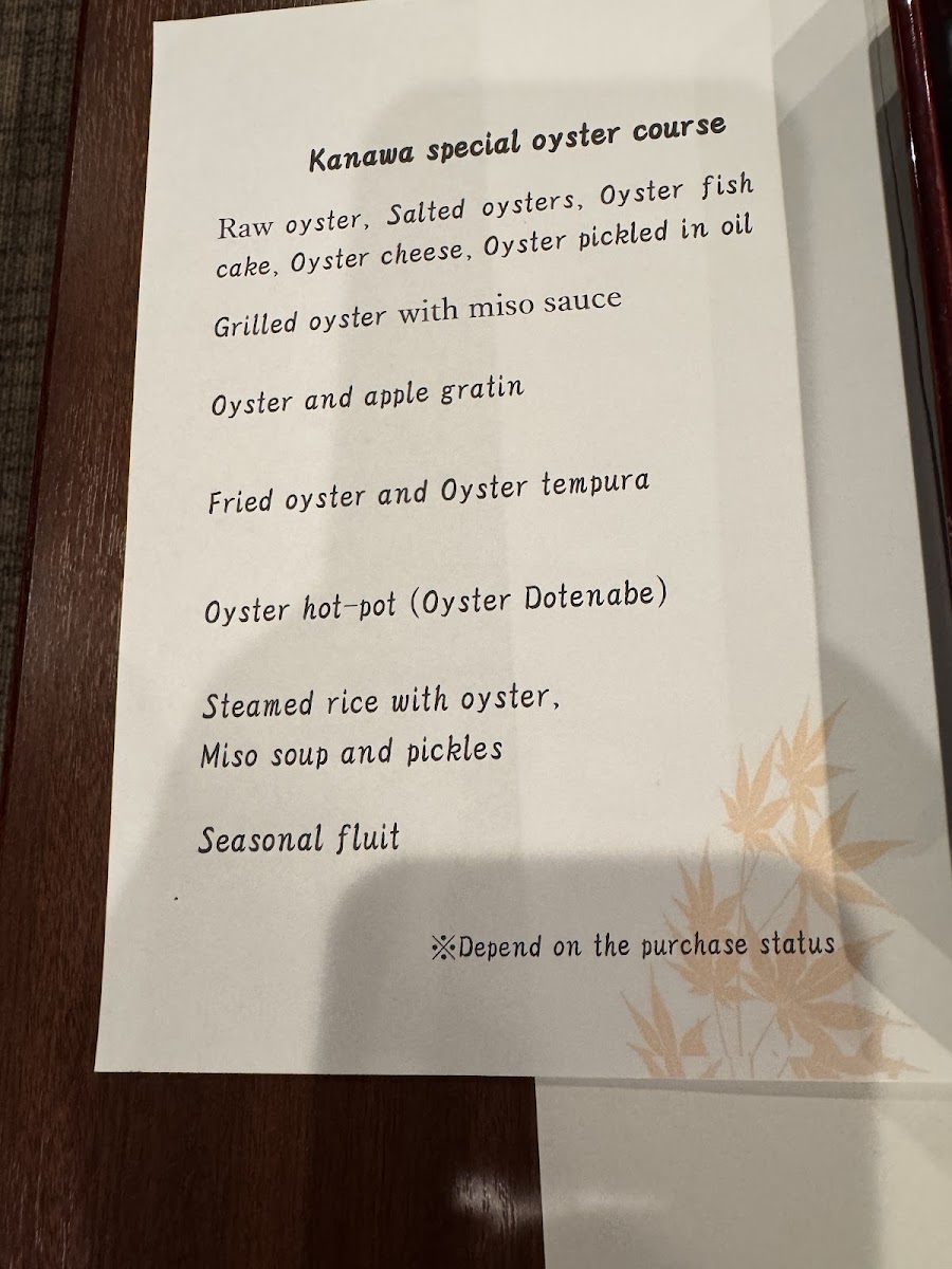 Menu Oyster Ship Kanawa-2