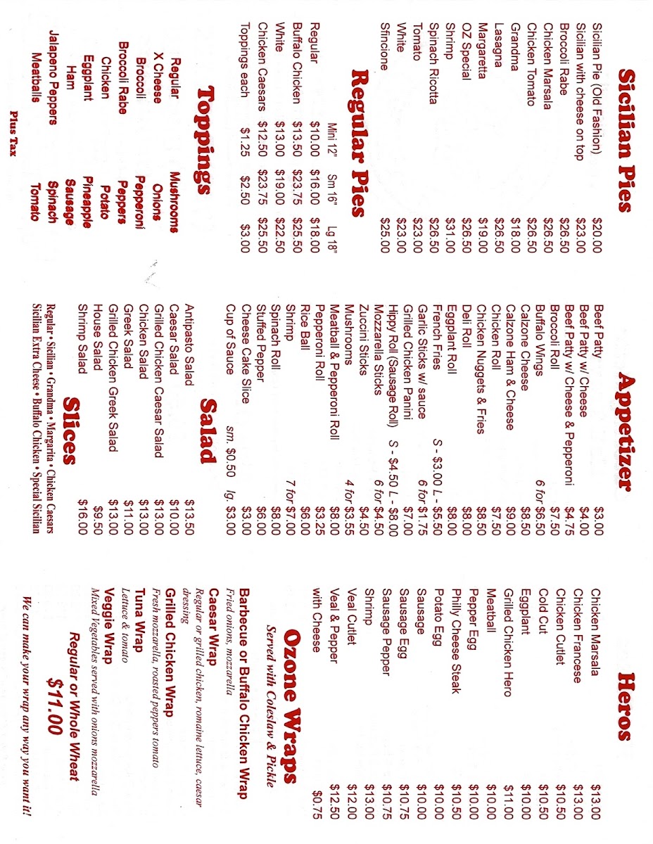Menu Ozone Pizzeria-1
