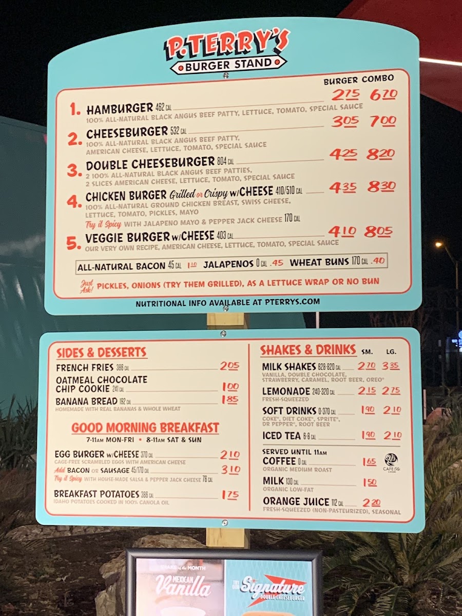 Menu P. Terry's Burger Stand-1