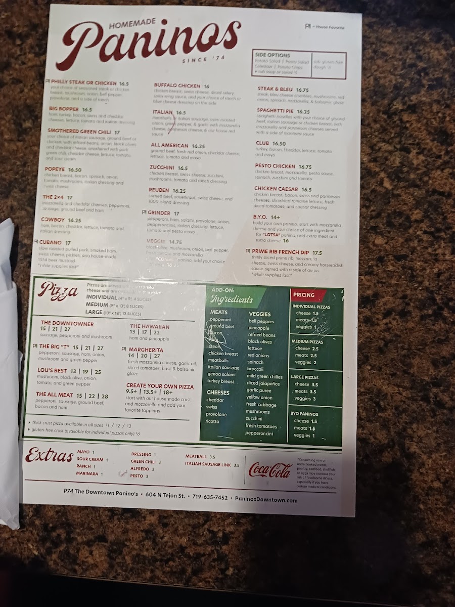 Menu P74: The Downtown Paninos-1