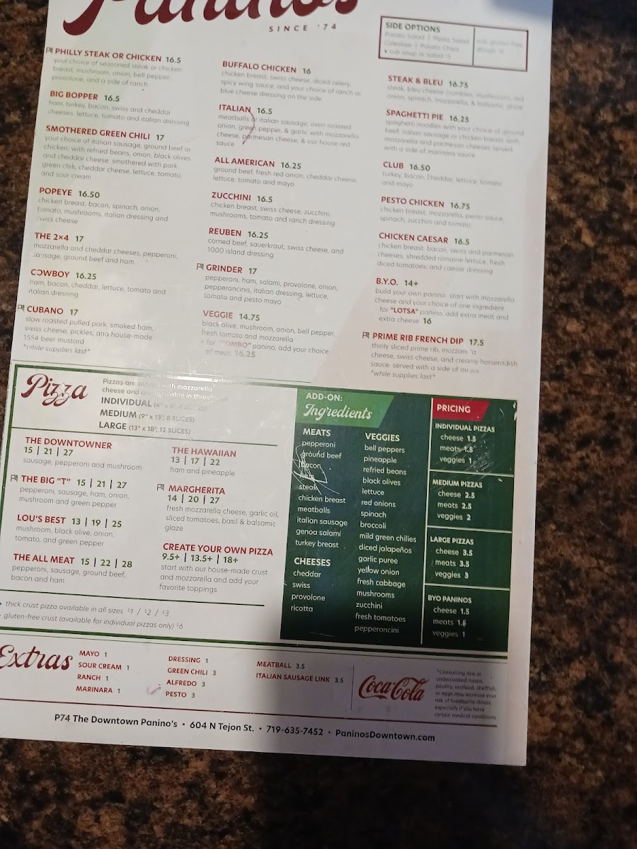 Menu P74: The Downtown Paninos-5