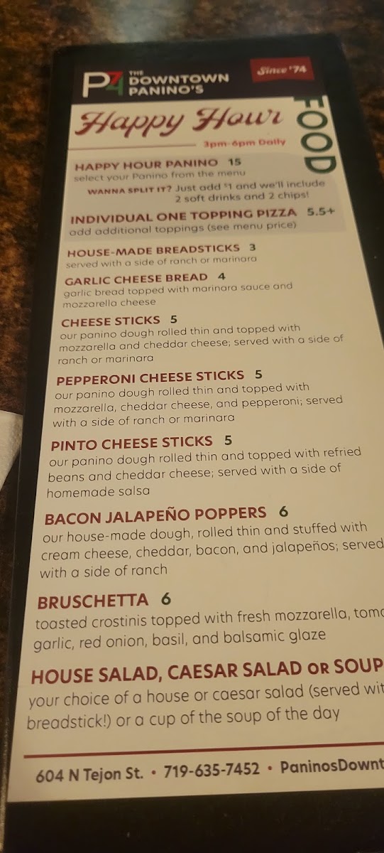 Menu P74: The Downtown Paninos-9