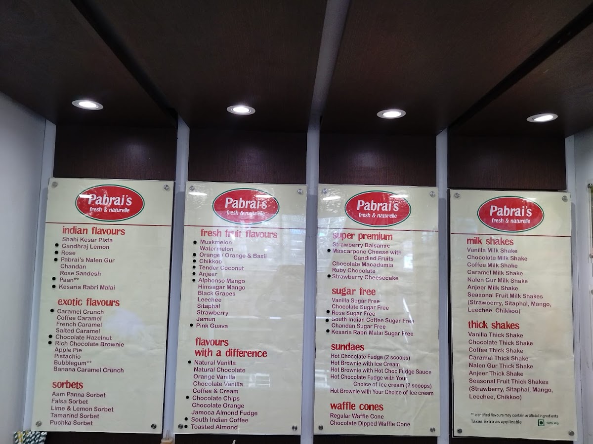 Menu Pabrai's Fresh & Naturelle Ice Cream, Hsr Layout, Bangalore-2