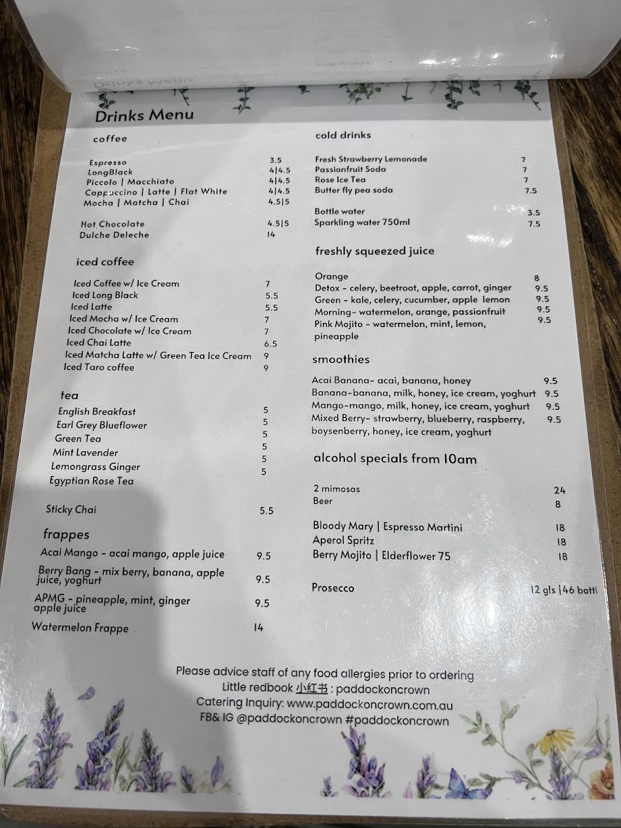 Menu Paddock On Crown-5