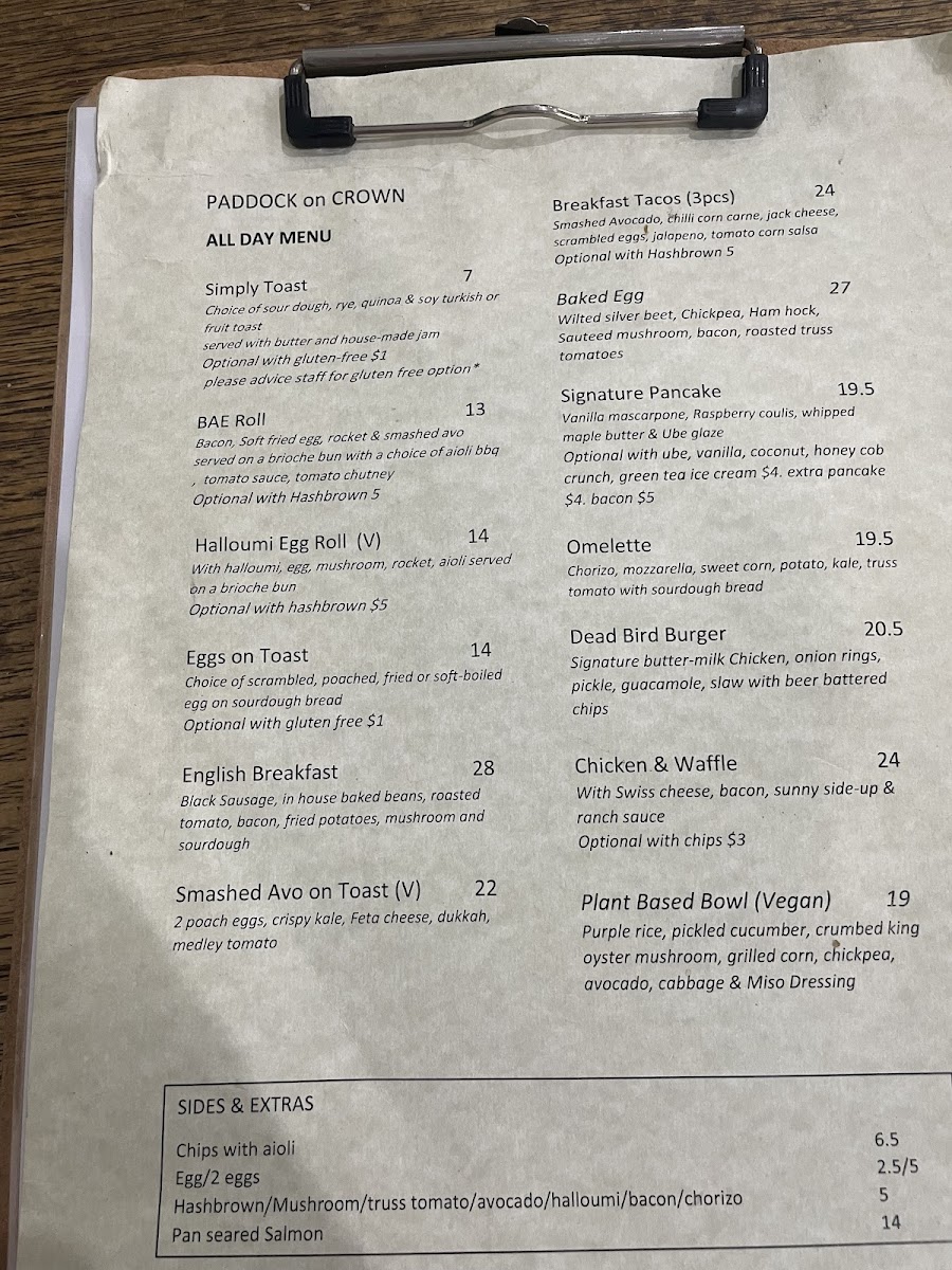 Menu Paddock On Crown-6