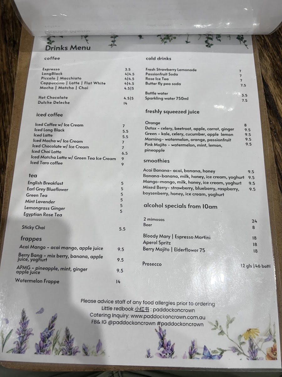 Menu Paddock On Crown-7