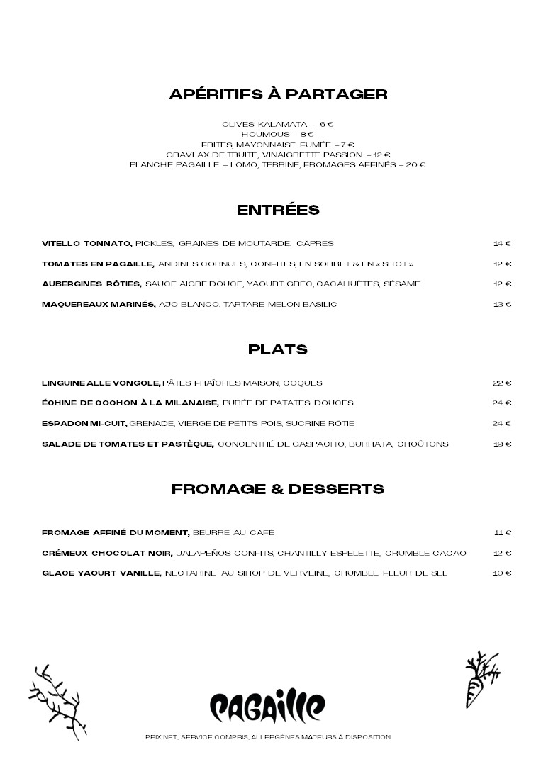 Menu Pagaille - Restaurant- Paris 18-3