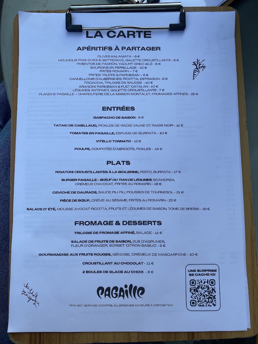 Menu Pagaille - Restaurant- Paris 18-6