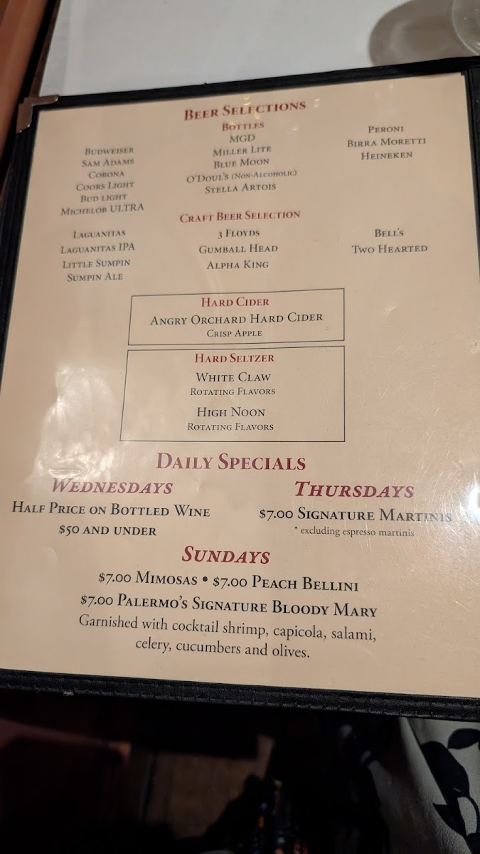 Menu Palermo's 95Th Italian Cuisine-3
