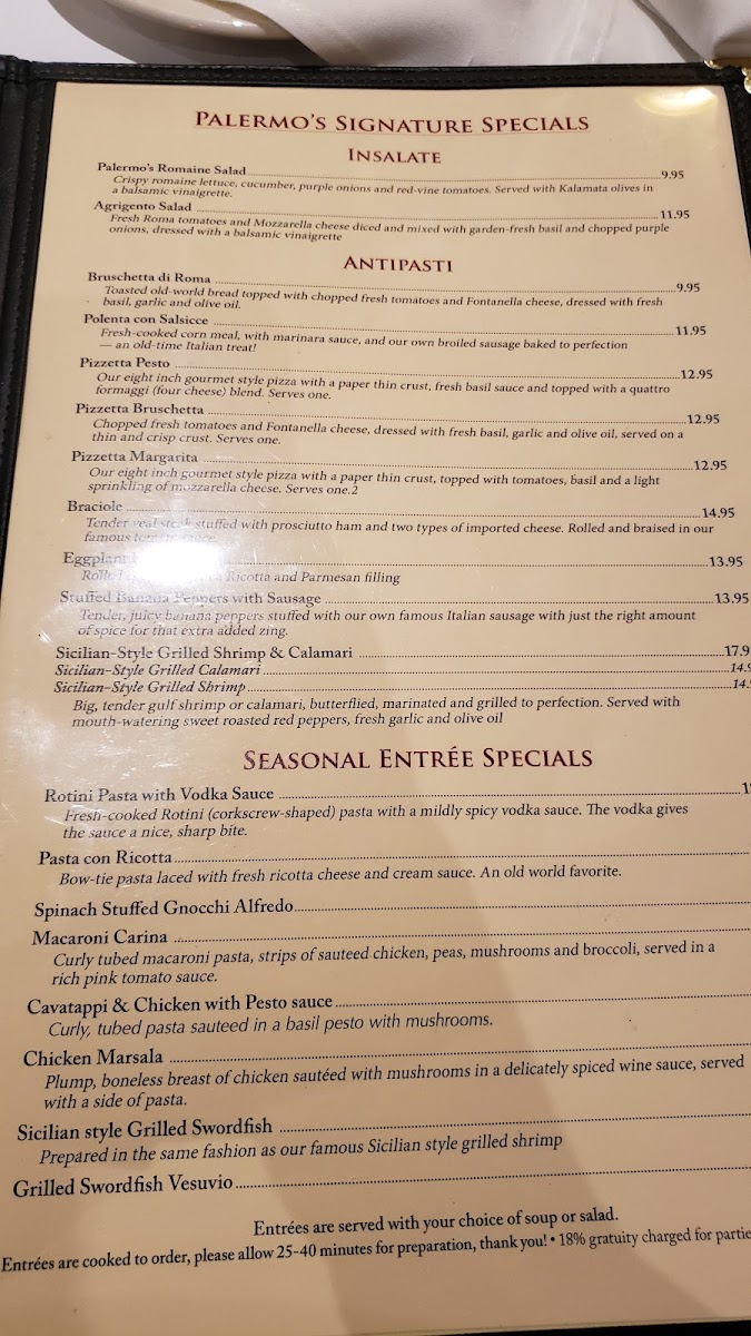 Menu Palermo's 95Th Italian Cuisine-6