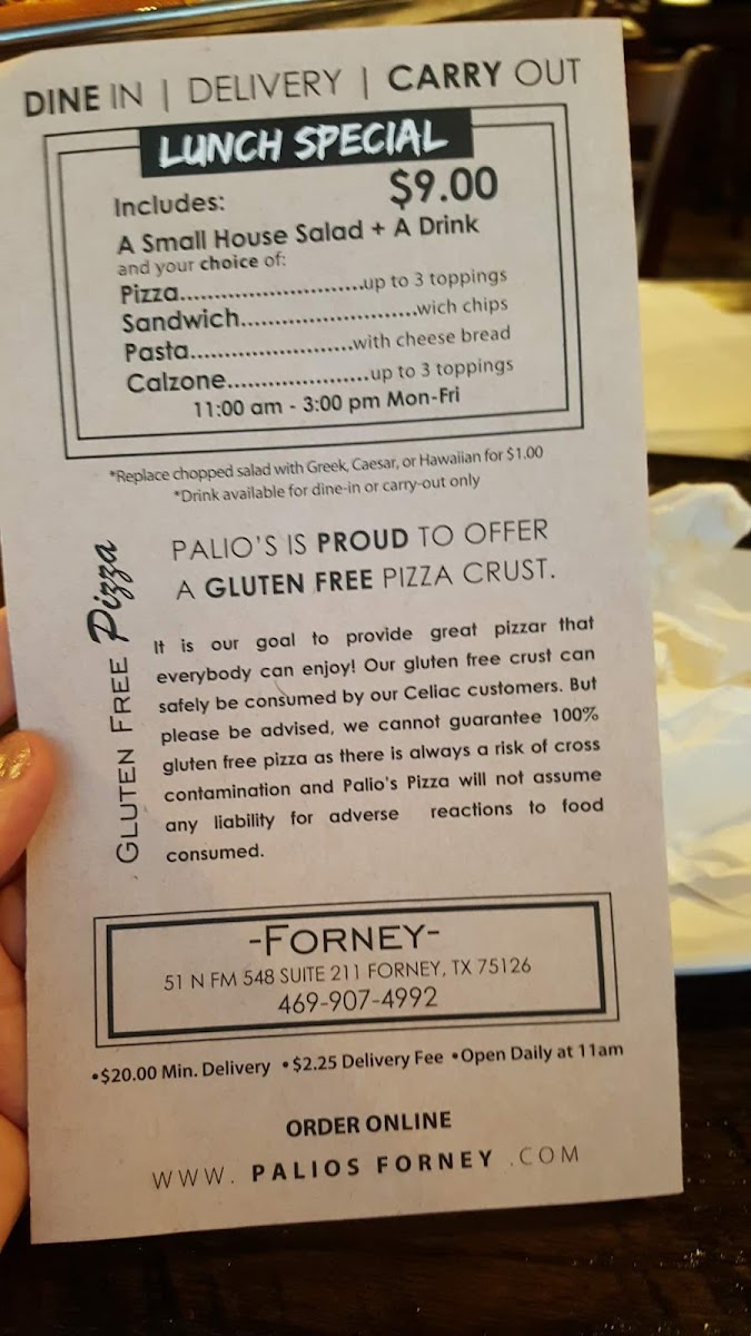 Menu Palio's Pizza Cafe, Forney-5