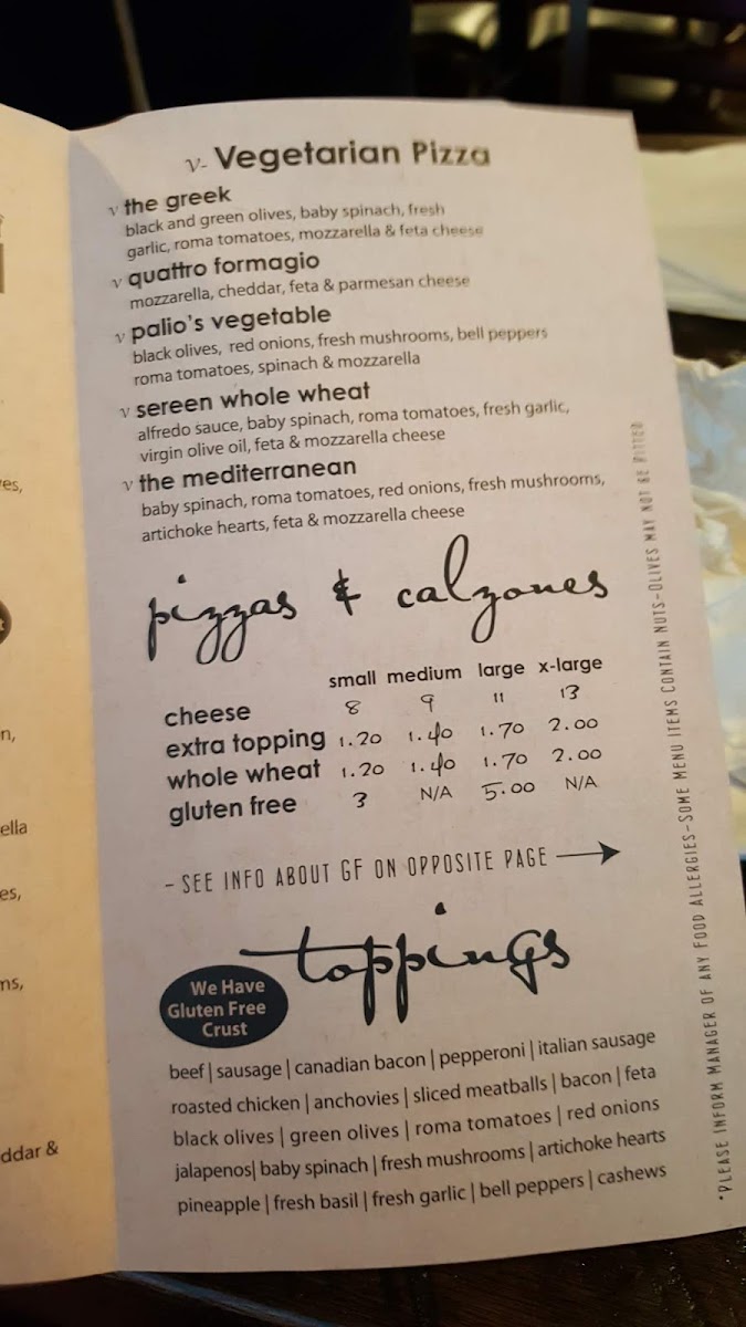 Menu Palio's Pizza Cafe, Forney-7