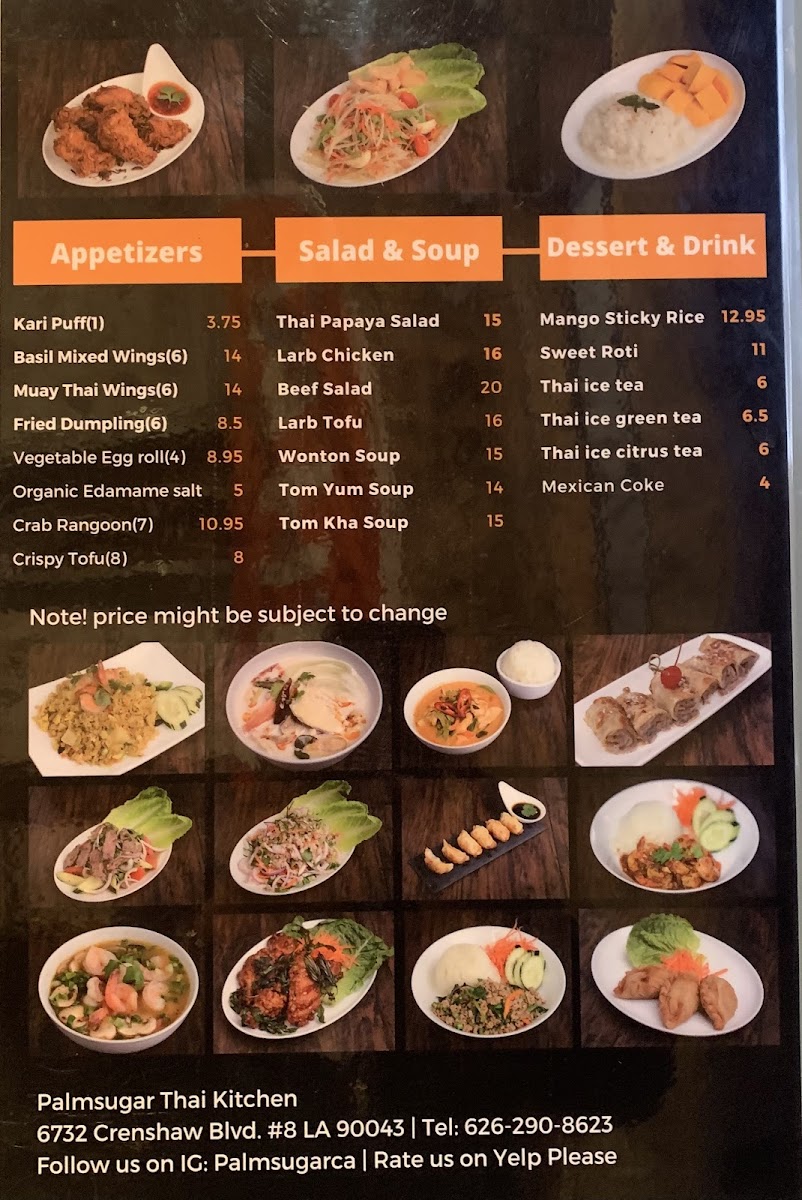 Menu Palmsugar Thai To-Go (Inglewood)-1