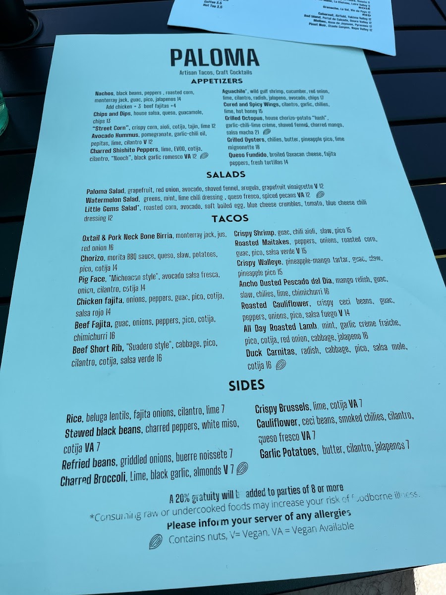 Menu Paloma-5