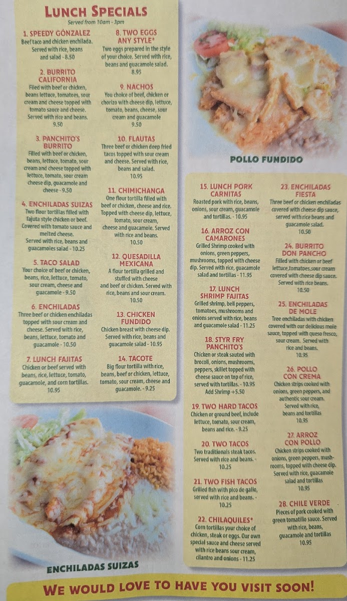 Menu Panchito's Mexican Grill-1