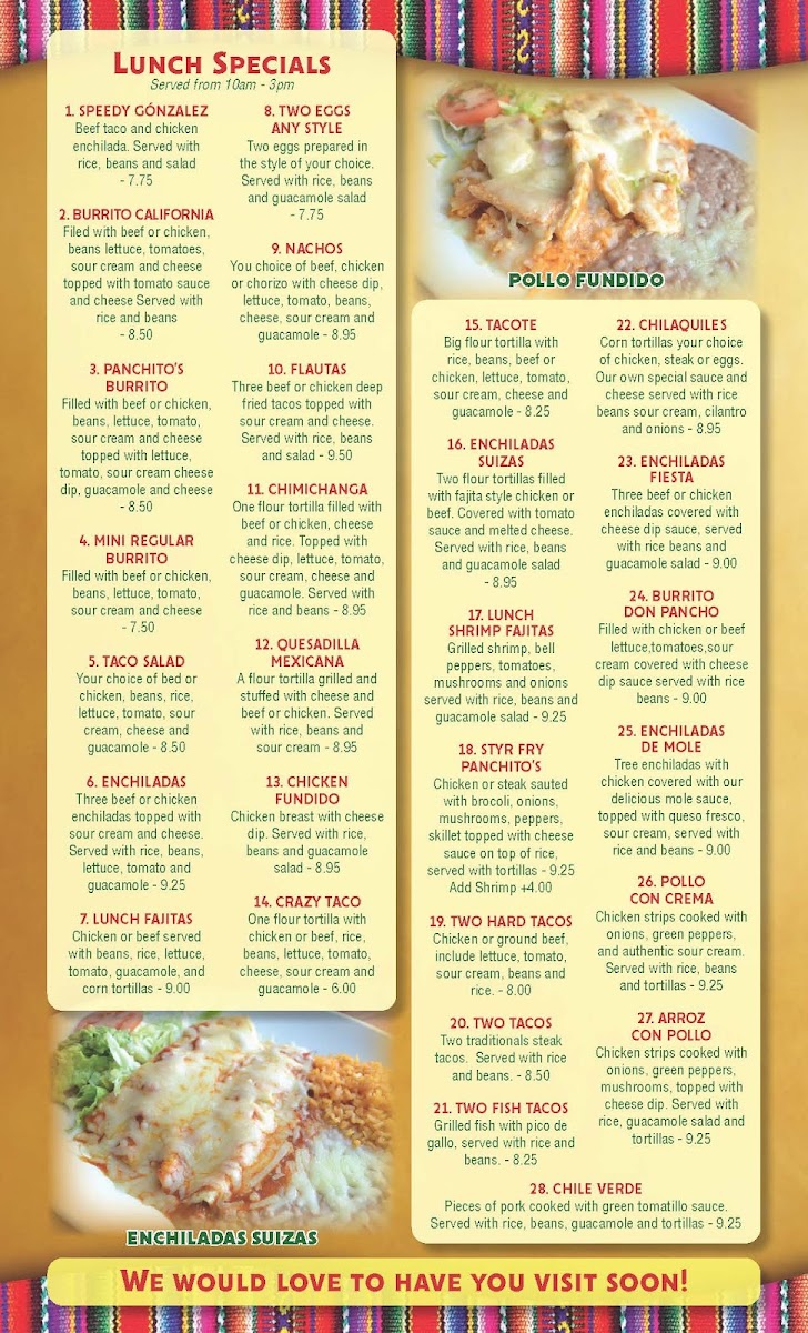 Menu Panchito's Mexican Grill-6