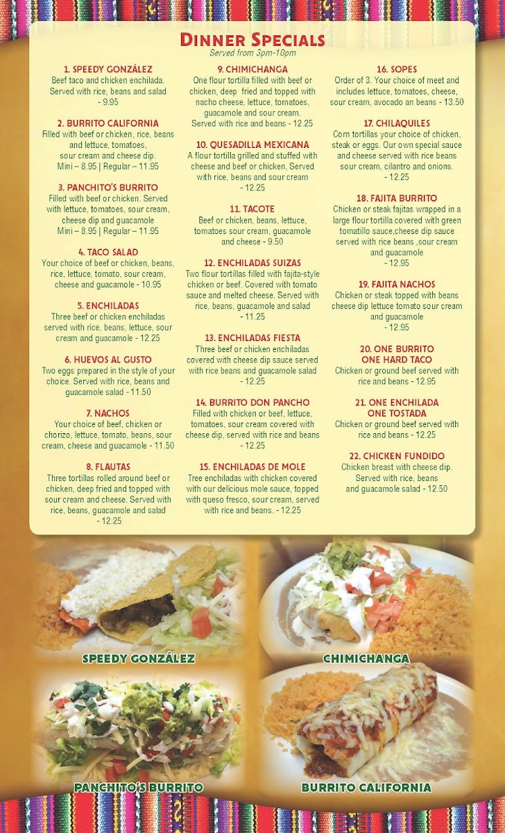 Menu Panchito's Mexican Grill-7