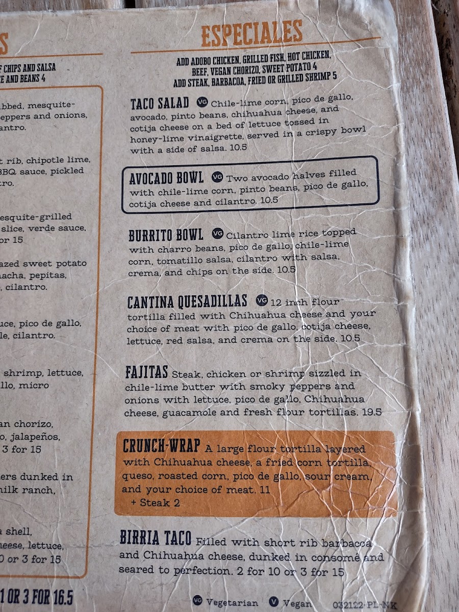 Menu Pancho And Lefty's Cantina-5