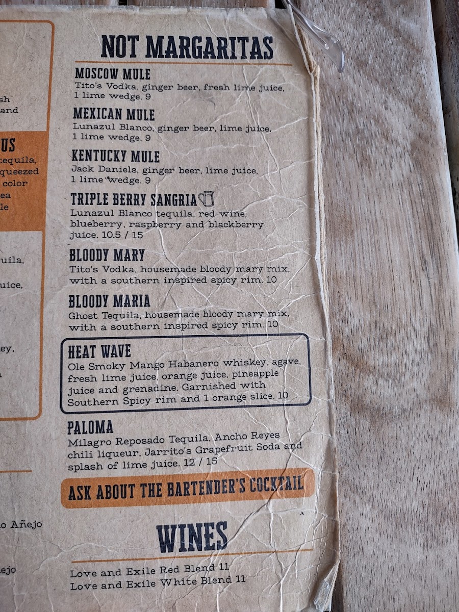 Menu Pancho And Lefty's Cantina-7