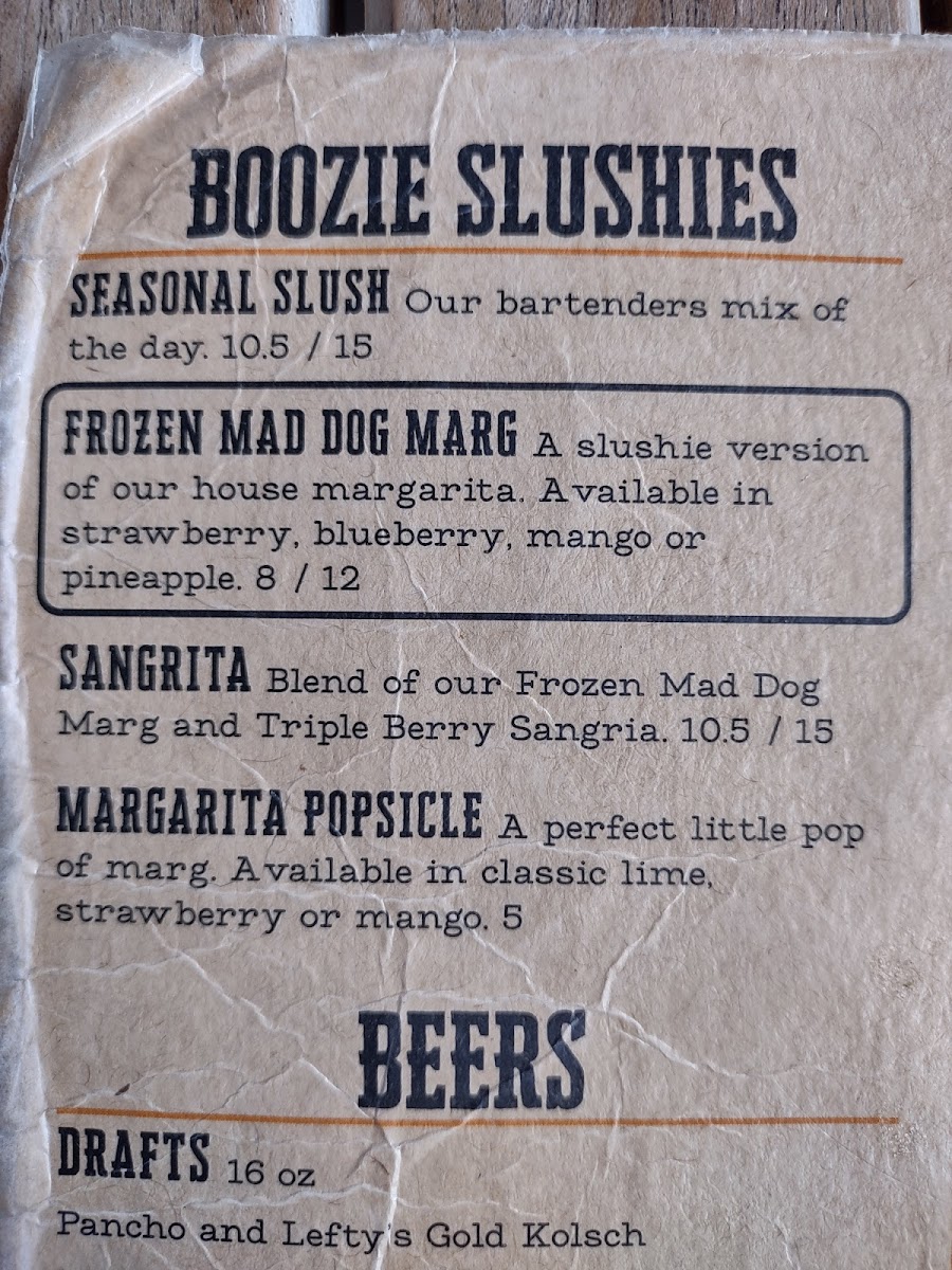 Menu Pancho And Lefty's Cantina-9