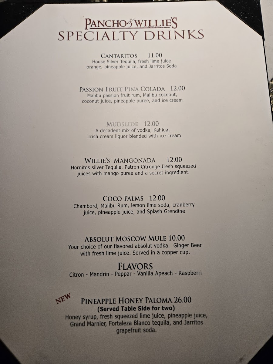 Menu Pancho & Willie's-1