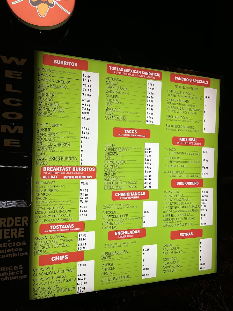 Menu Pancho's Mexican Food-7