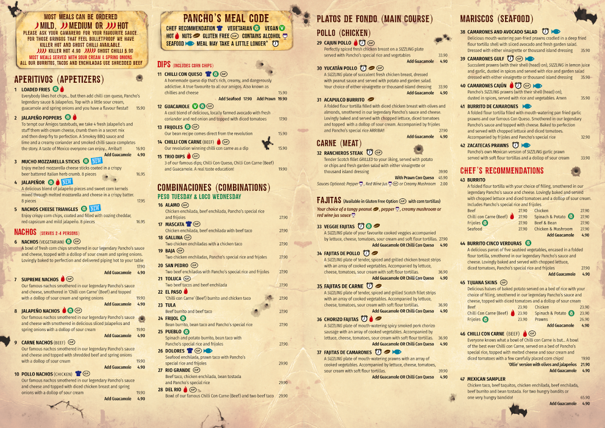 Menu Pancho's Mexican Villa Restaurant - East Vic Park-1