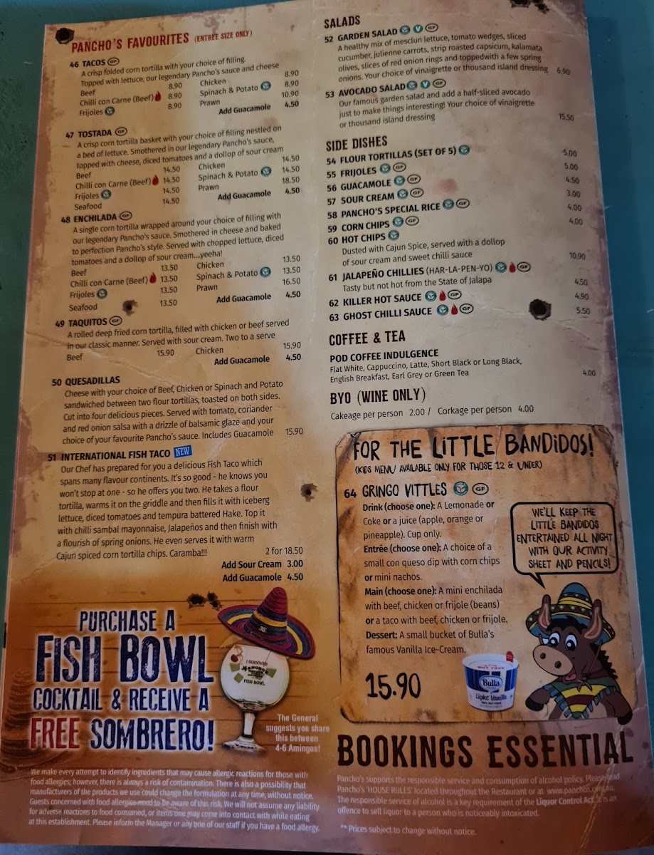 Menu Pancho's Mexican Villa Restaurant - East Vic Park-10