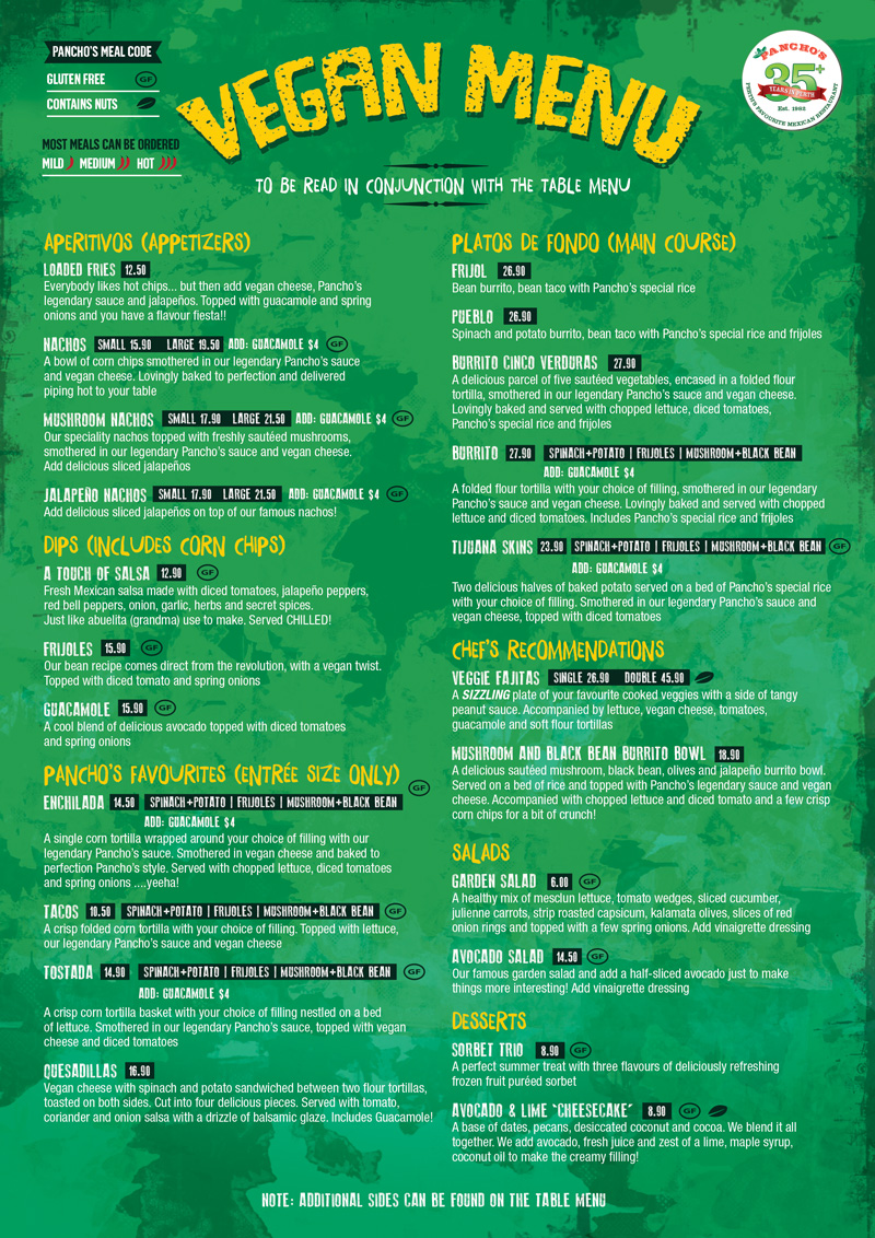 Menu Pancho's Mexican Villa Restaurant - East Vic Park-7