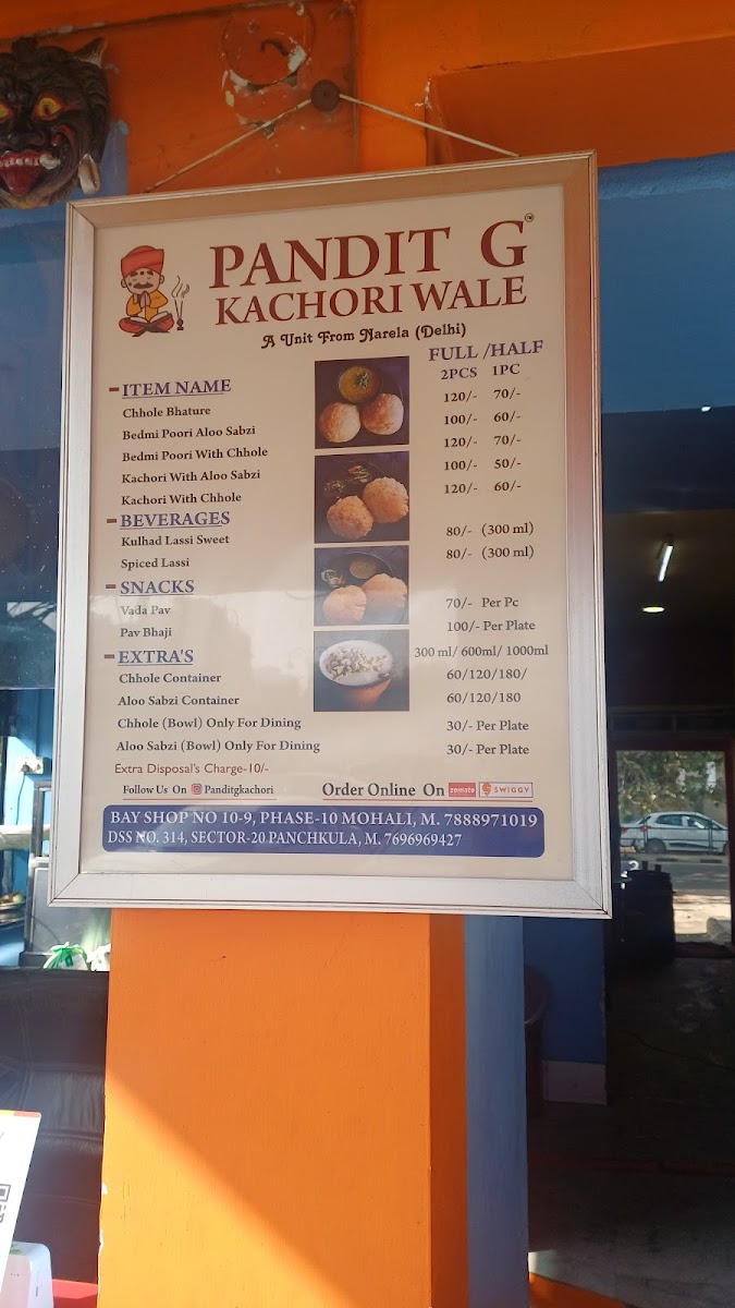 Menu Pandit G Kachori Wale-1