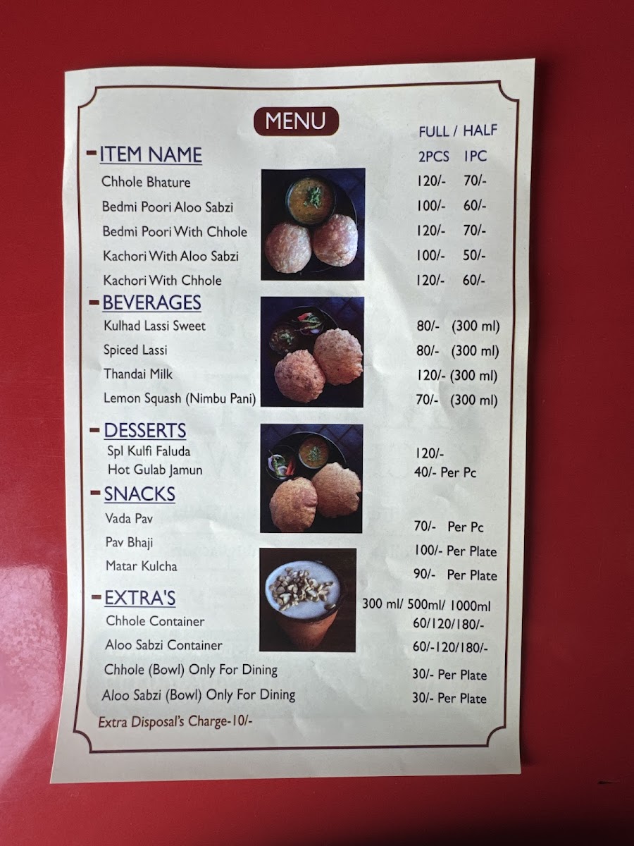 Menu Pandit G Kachori Wale-2