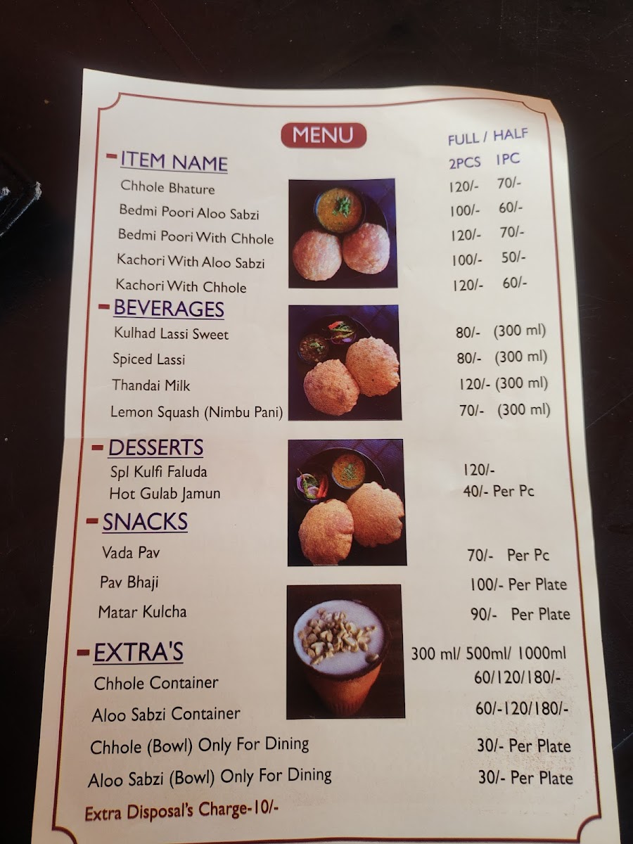 Menu Pandit G Kachori Wale-6